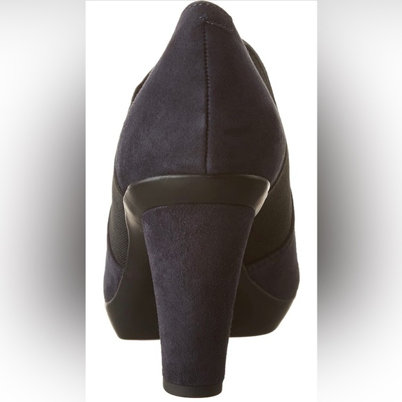 NEW Geox D Inspiration B Heeled Ankle Boots Shoeties in Navy Blue Suede Leather - Picture 4 of 16